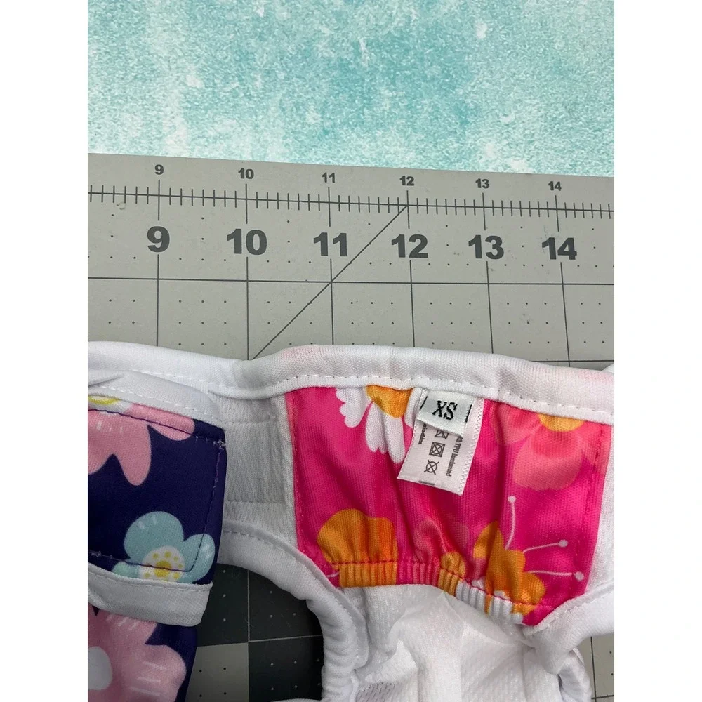 Pet Soft Washable Female Dog Diapers 3 Pack Floral Print XS Reusable Wraps
